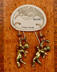Vintage Laurel Burch Large Cherub Gold-Plate Earrings