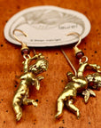 Vintage Laurel Burch Large Cherub Gold-Plate Earrings