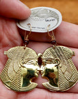 Vintage Laurel Burch Large Isis Gold-Plated Earrings