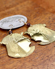 Vintage Laurel Burch Large Isis Gold-Plated Earrings