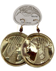 Vintage Laurel Burch Large Isis Rounds Gold-Plate Earrings