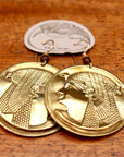 Vintage Laurel Burch Large Isis Rounds Gold-Plate Earrings