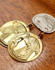 Vintage Laurel Burch Large Isis Rounds Gold-Plate Earrings