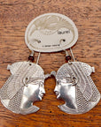 Vintage Laurel Burch Large Isis Silver-Plate Earrings
