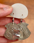 Vintage Laurel Burch Large Isis Silver-Plate Earrings