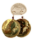 Vintage Laurel Burch Large Moonface Gold-Plate Earrings