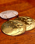 Vintage Laurel Burch Large Moonface Gold-Plate Earrings