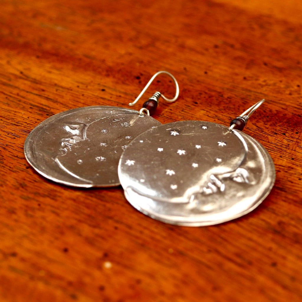 Antiqued Sterling Silver Plated Moon Earrings Antiqued Sterling Silver Plated Moon Earrings