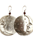 Vintage Laurel Burch Large Moonface Silver-Plate Earrings