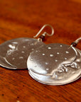 Vintage Laurel Burch Large Moonface Silver-Plate Earrings