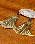Vintage Laurel Burch Large Papyrus Gold-Plate Earrings
