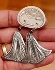 Vintage Laurel Burch Large Papyrus Silver-Plate Earrings