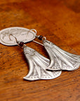 Vintage Laurel Burch Large Papyrus Silver-Plate Earrings