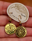 Vintage Laurel Burch Lotus Flower Gold-Plate Earrings