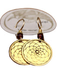 Vintage Laurel Burch Lotus Flower Gold-Plate Earrings