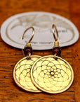 Vintage Laurel Burch Lotus Flower Gold-Plate Earrings