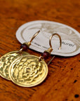 Vintage Laurel Burch Lotus Flower Gold-Plate Earrings