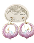 Vintage Laurel Burch Miniature Arched Crane Pink Vermeil Earrings