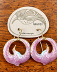 Vintage Laurel Burch Miniature Arched Crane Pink Vermeil Earrings