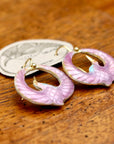 Vintage Laurel Burch Miniature Arched Crane Pink Vermeil Earrings