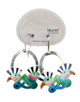 Vintage Laurel Burch Mohawk Bird Black and Turquoise Silver Earrings