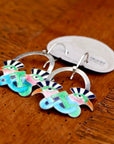 Vintage Laurel Burch Mohawk Bird Black and Turquoise Silver Earrings