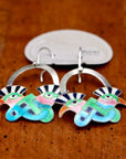 Vintage Laurel Burch Mohawk Bird Black and Turquoise Silver Earrings
