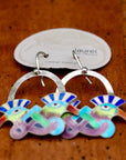 Vintage Laurel Burch Mohawk Bird Blue and Purple Silver Earrings