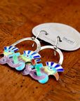 Vintage Laurel Burch Mohawk Bird Blue and Purple Silver Earrings