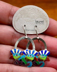 Vintage Laurel Burch Mohawk Bird Blue and Purple Silver Earrings
