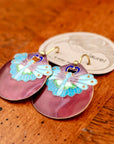 Vintage Laurel Burch Moth Earrings - Eggplant and Gold-Vermeil