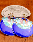 Vintage Laurel Burch Moth Royal Blue Gold-Vermeil Earrings