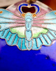 Vintage Laurel Burch Moth Royal Blue Gold-Vermeil Earrings