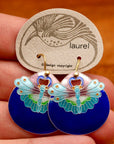 Vintage Laurel Burch Moth Royal Blue Gold-Vermeil Earrings