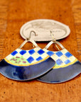 Vintage Laurel Burch Navy Blue Handbag Gold-Vermeil Earrings