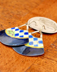 Vintage Laurel Burch Navy Blue Handbag Gold-Vermeil Earrings