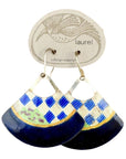 Vintage Laurel Burch Navy Blue Handbag Gold-Vermeil Earrings