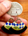 Vintage Laurel Burch Navy Blue Handbag Gold-Vermeil Earrings