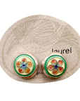 Vintage Laurel Burch Orange Flower Silver Studs