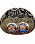Vintage Laurel Burch Orange Lotus Gold-Vermeil Studs