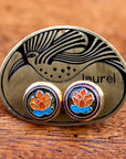 Vintage Laurel Burch Orange Lotus Gold-Vermeil Studs