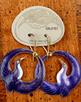 Vintage Laurel Burch Purple Arched Crane Gold-Vermeil Earrings