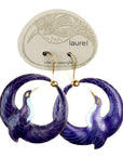 Vintage Laurel Burch Purple Arched Crane Gold-Vermeil Earrings