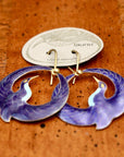 Vintage Laurel Burch Purple Arched Crane Gold-Vermeil Earrings