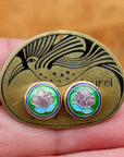 Vintage Laurel Burch Purple Lotus Gold-Vermeil Studs