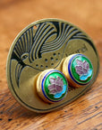 Vintage Laurel Burch Purple Lotus Gold-Vermeil Studs