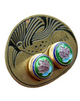 Vintage Laurel Burch Purple Lotus Gold-Vermeil Studs
