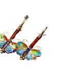 Vintage Laurel Burch Red Butterfly Gold-Vermeil Earrings