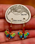 Vintage Laurel Burch Red Butterfly Gold-Vermeil Earrings