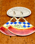 Vintage Laurel Burch Red Handbag Gold-Vermeil Earrings